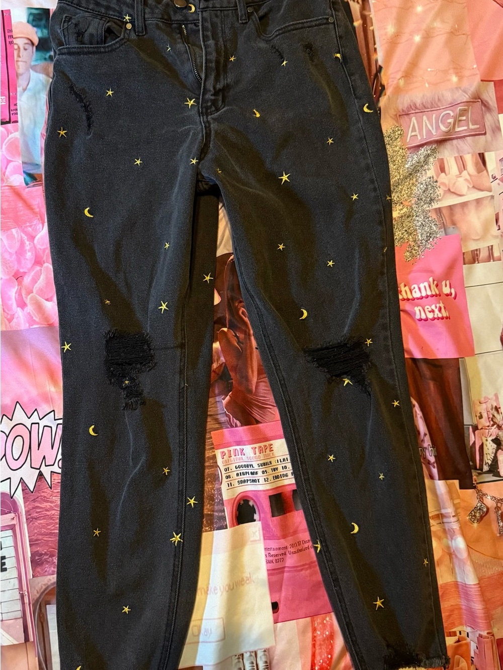 Black Star & Moon Distressed Jeans